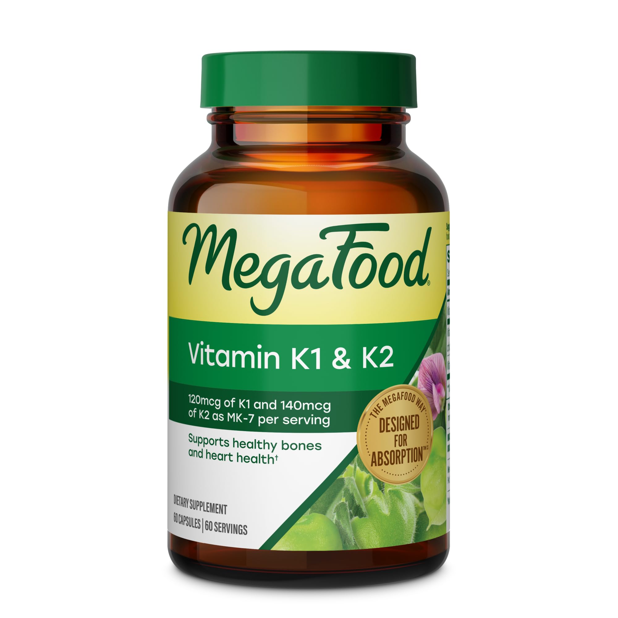 MegaFood Vitamin K1 & K2, Heart Health Support, 60 Capsules