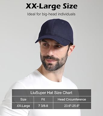 LiuSuper XXL Men's Baseball Cap Big Head (23.6-25.6) Oversize Adjustable Cotton Trucker Hat Unisex Sports Outdoor