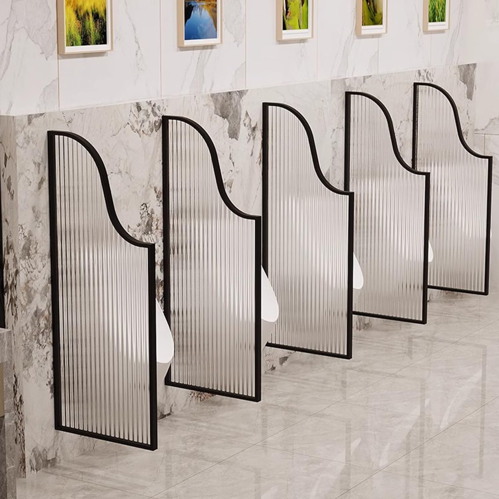 GTHTUHFD Stainless Steel Glass Partition Urinal Baffle Toilet Partition Translucent Design Sturdy And Durable Suitable For Schools And Public Places Black,Black