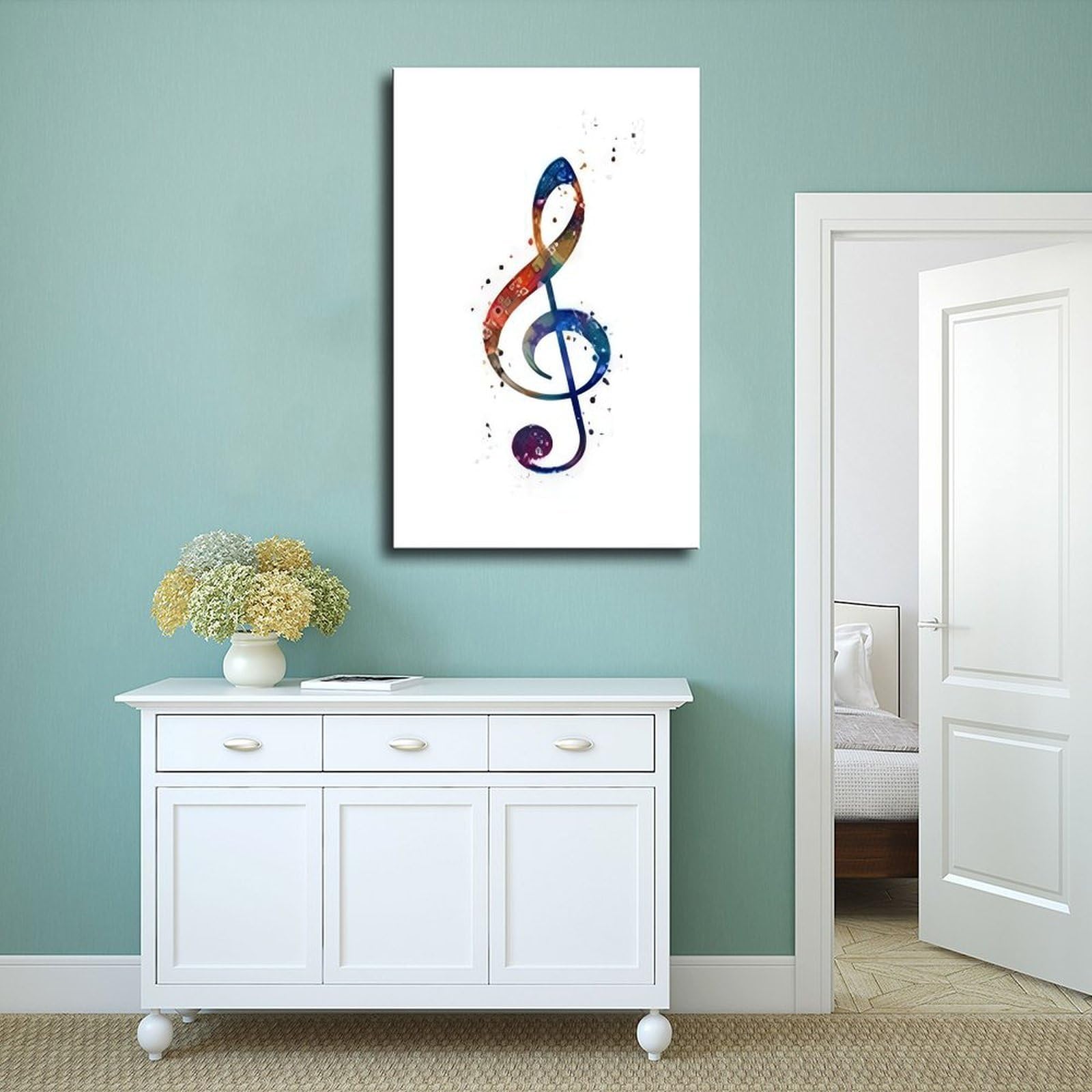 Poster con chiave di violino, decorazione per sala musicale, poster su tela, decorazione per camera da letto, ufficio, stanza, regalo, 50,8 cm di lunghezza x 76,2 cm di larghezza