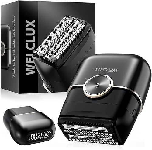 Afeitadoras eléctricas de aluminio para hombres Mini maquinilla de afeitar eléctrica con 4 cuchillas flotantes y pantalla LED grande - Afeitadora de