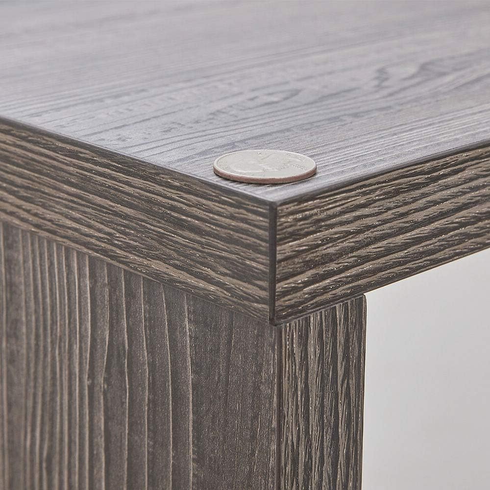 Close-up of the dark gray oak desktop surface texture