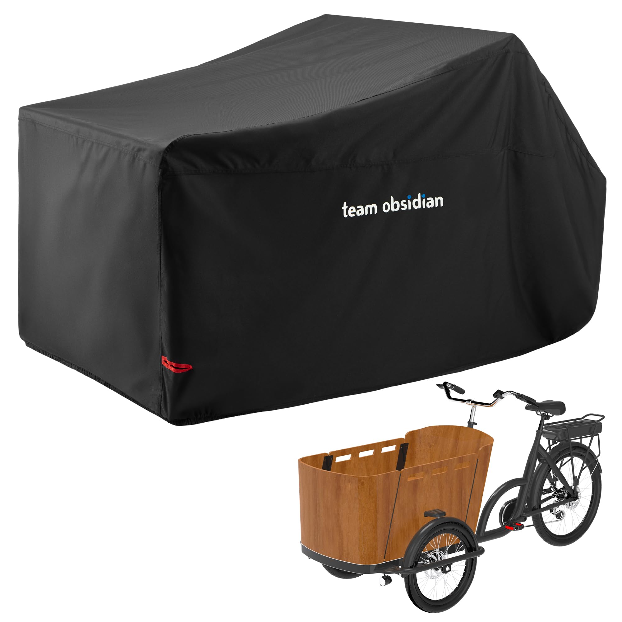 TeamObsidian Copribici per Cargo Bike - Telo Copri Bicicletta da Esterno - Telo Copri Bici in Poliestere 600D - Copribicicletta per Bici Trasporto a 3 Ruote