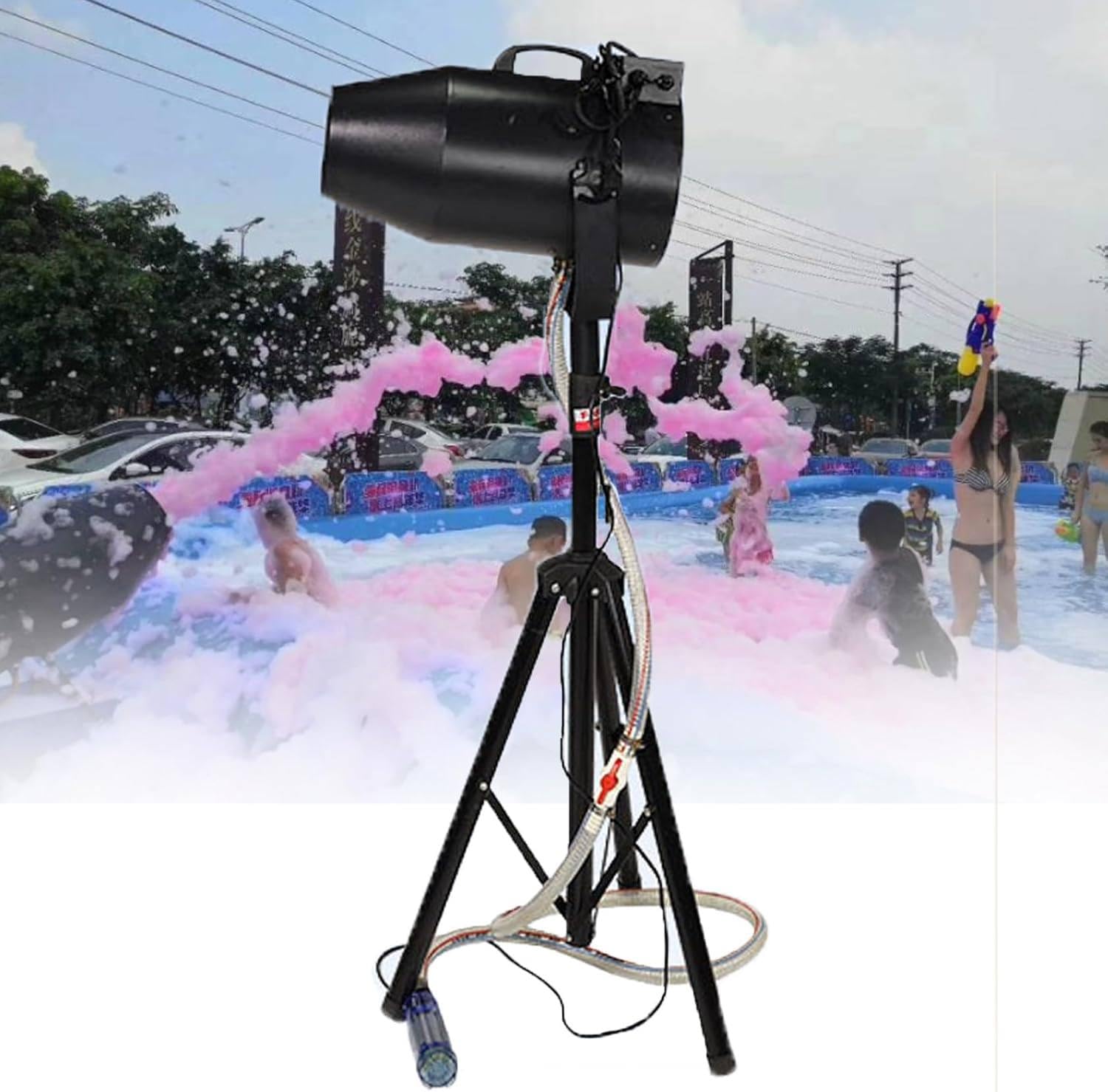WIANQIAN Commercial Stage Foam Machine, Party Foam Cannon, Foam Machine Party, 1000W Motor, Turbo Fan, Anti-Clog System, For Birthdays, Celebrations, And Backyard Events Black
