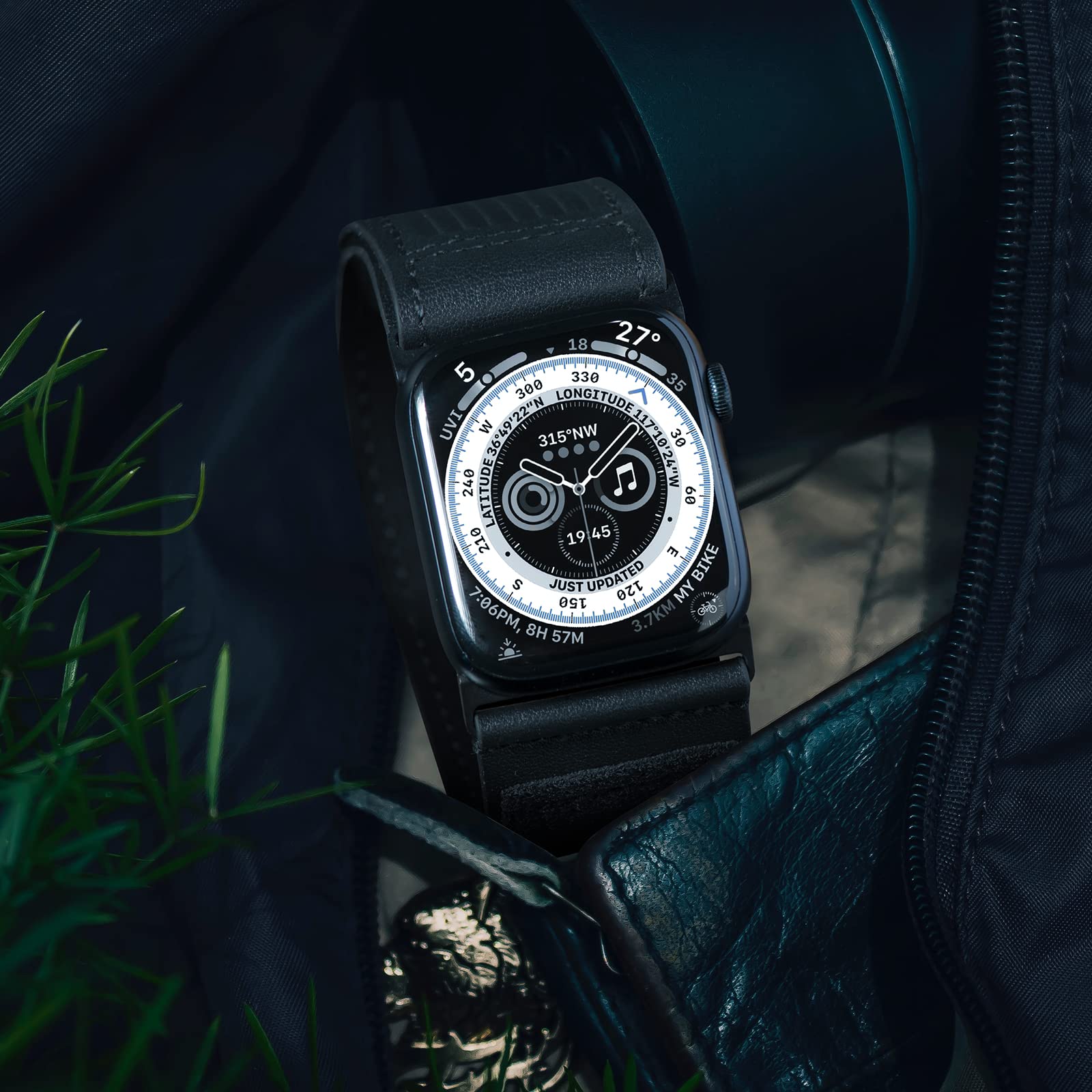 Tefeca Fortitude Series Ultrawide Band Compatible with Apple Watch Ultra/Ultra2 Series 9/8/SE2/7/6/SE/5/4/3/2/1(Black Leather Patriot, M/L for 49mm/45mm/44mm/42mm)