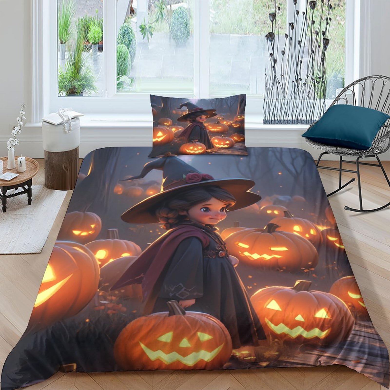 Housses de couettes single 135x200 motif Trick Or Treat parure microfibre facile à laver