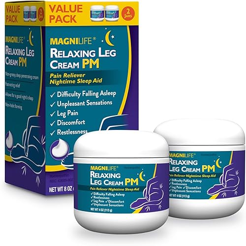 MagniLife Crema relajante para piernas PM, piernas inquietas, tópica penetrante profunda para el dolor, alivia naturalmente los calambres, las