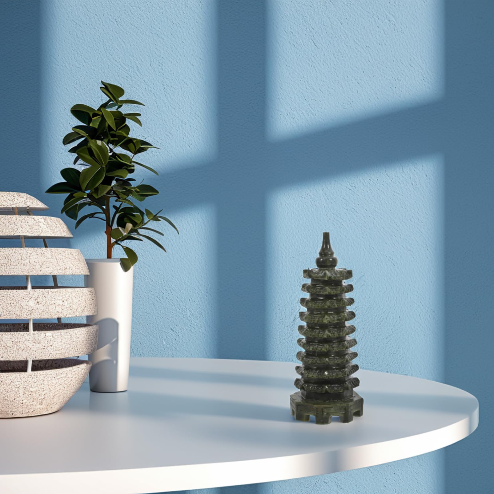 Generic Wieża Wenchang Feng Shui Rzeźba domowa Rzeźbiona jadeitowa statua pagody 16 cm Ręcznie wykonana dekoracja świątyni Feng Shui Ogród Zen na biurko Ozdoba pozytywnej energii