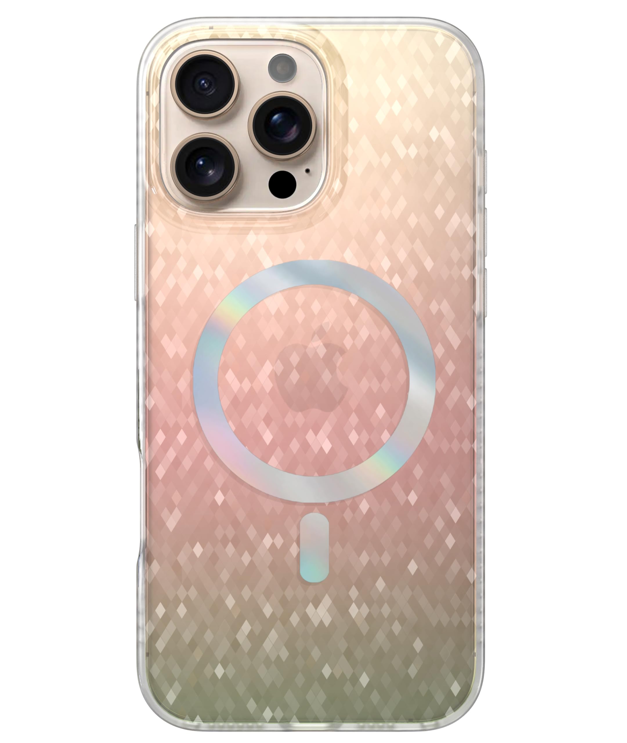 LONLI Hue for iPhone 16 Pro Max Magnetic Case — 'Prismatic Pixel Confetti' Shimmer, Compatible with Magsafe, Cute Aesthetic Slim Shockproof Bumper,