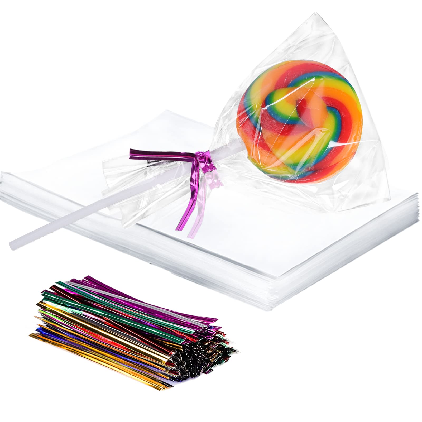 Photo 1 of *BUNDLE OF 5*Rasteel Cake Pop Bags 3x4 inch 200Pcs Clear Treat Bags with Twist Ties, Cellophane Treat Bags
