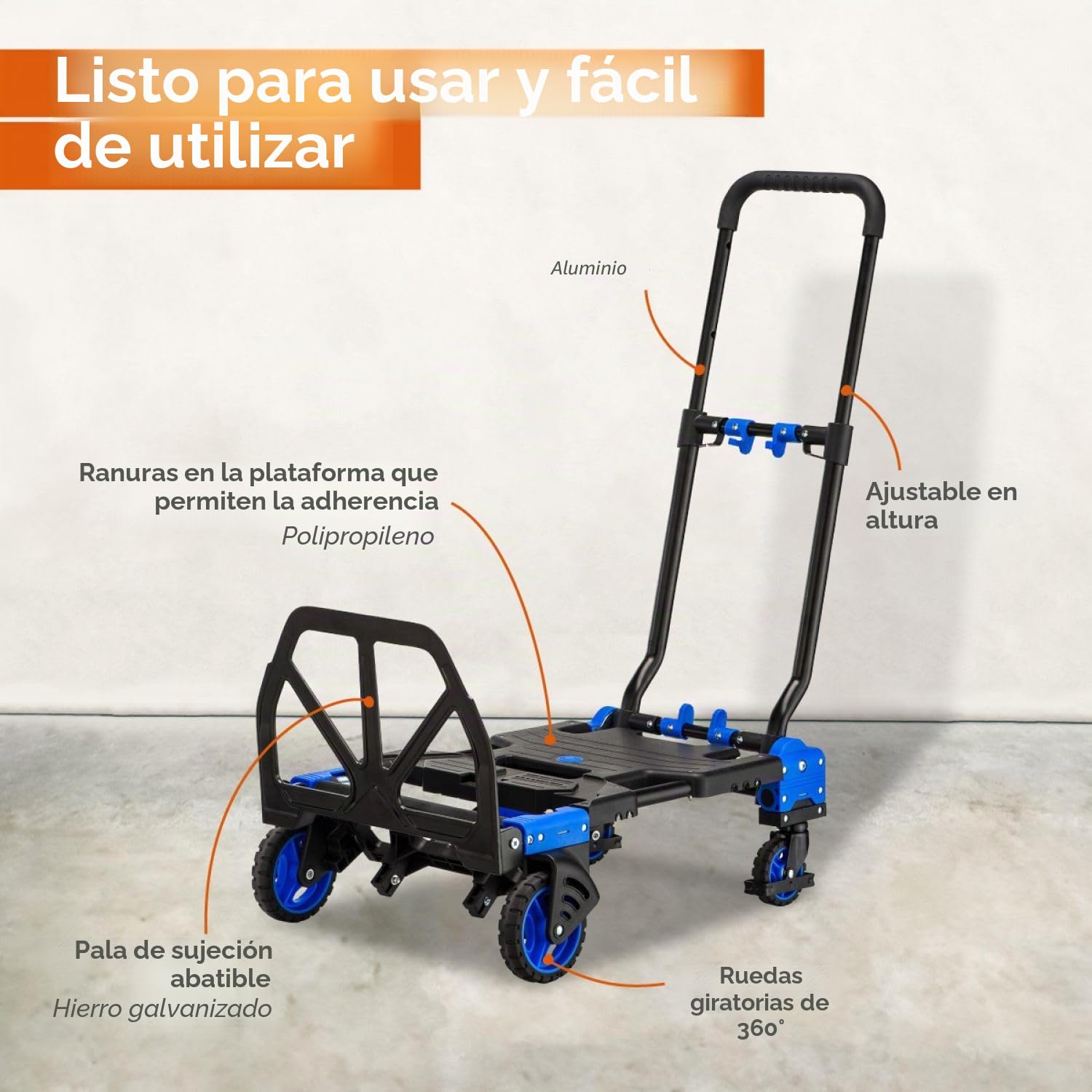 Linxor - Carro y carretilla plegable 2 en 1 con 4 ruedas - Capacidad de carga 137 kg