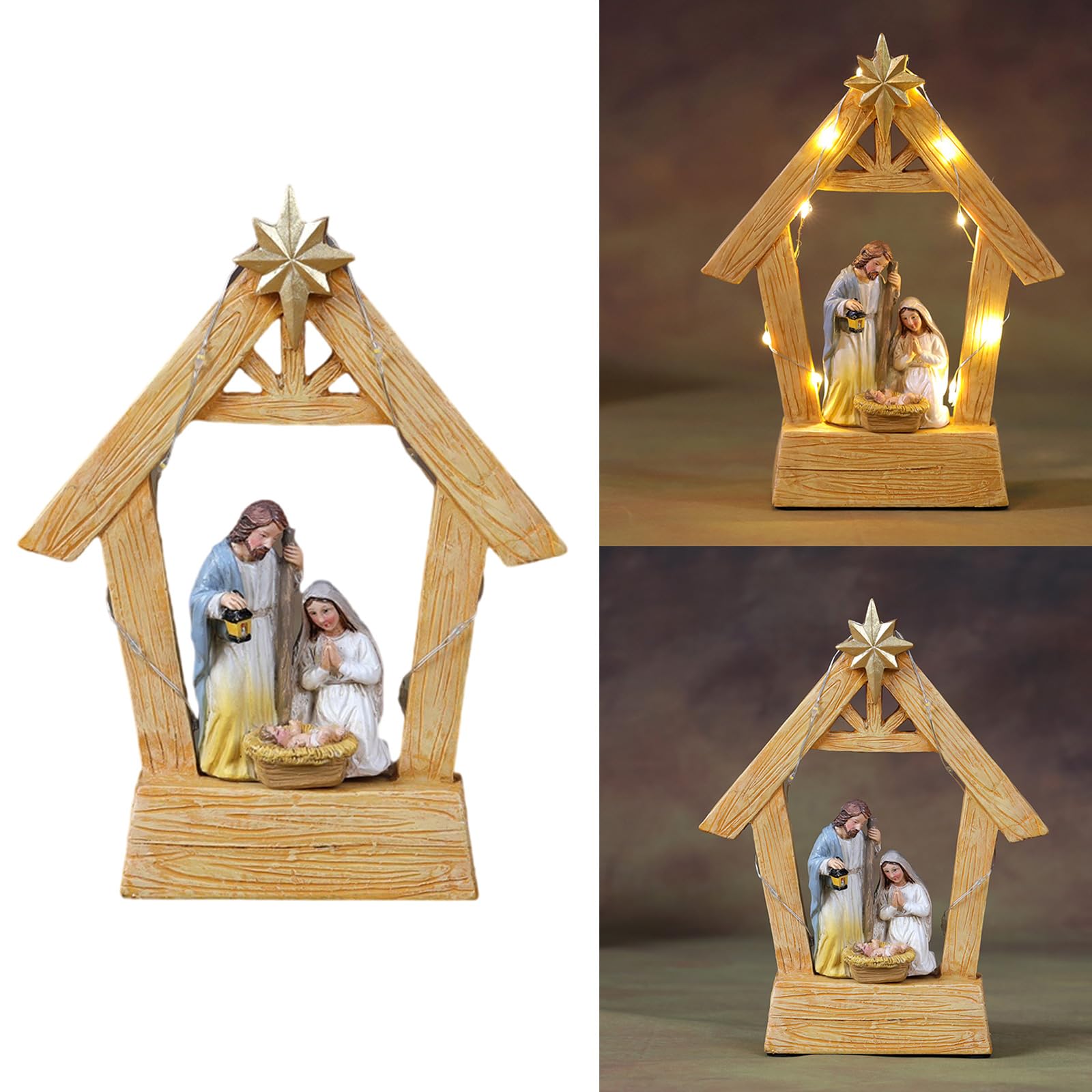 KAHDGSS Holidays Nativitys Set Resin Birth Statue for Christmas Decoration Tabletop Manger Scene Seasonal Room Accent