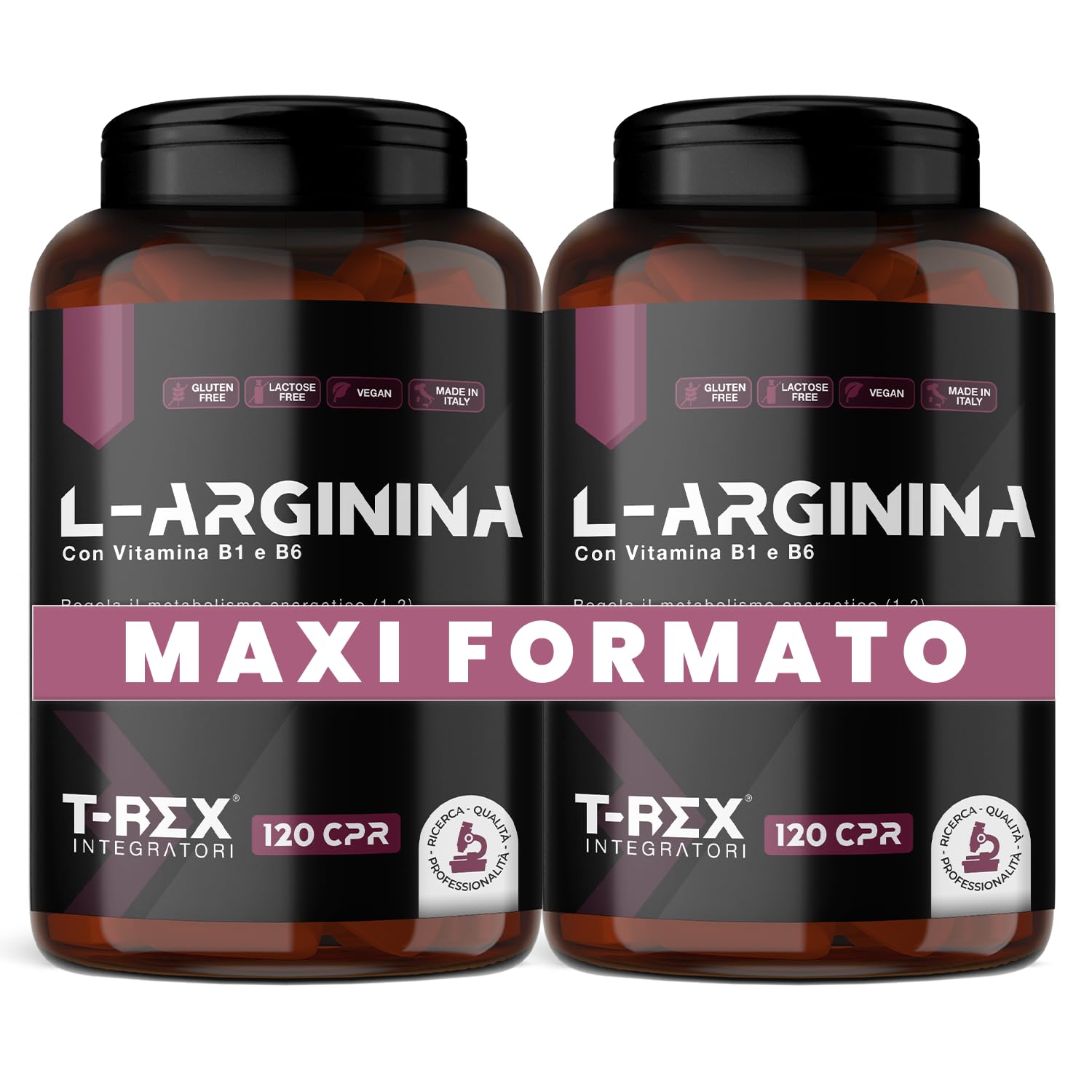 T-Rex Integratori L-Arginina 1000 mg con Vitamine B1 e B6 | Alto dosaggio | 240