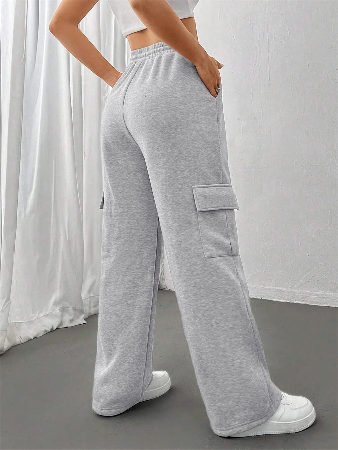 Women's Winter Thermal Lined Side Pocket Drawstring Casual Sport Pants