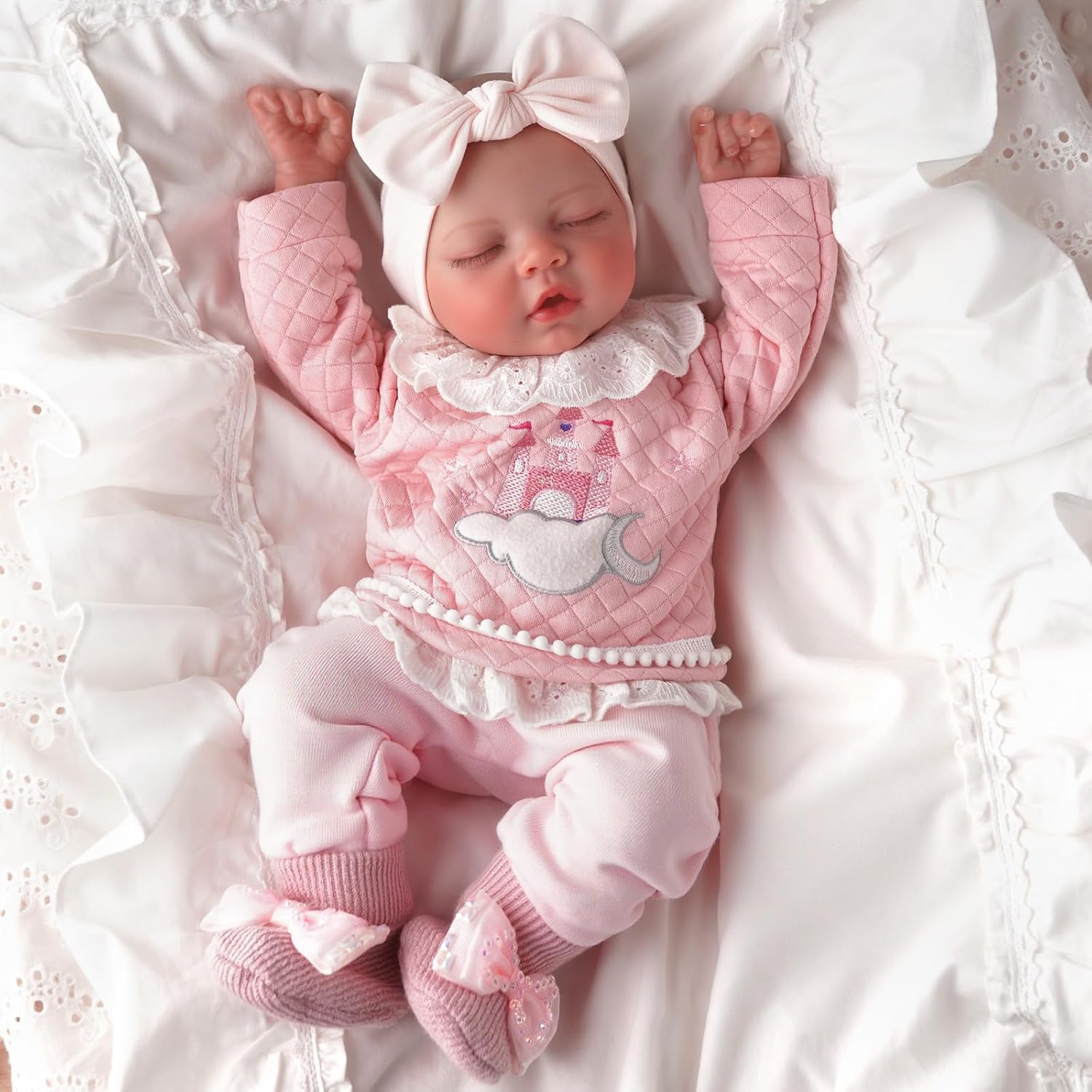 BABESIDE Lifelike Reborn Baby Dolls Gril - 17 Inch Sleeping Realistic Baby Doll Real Life Reborn for Kids 3+, Perfect for Collectors, Gift Giving