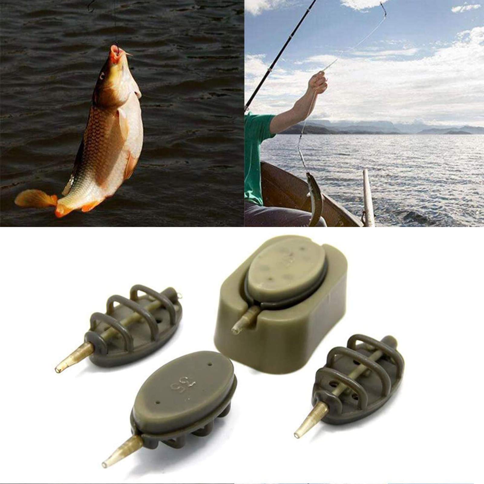 Pozzetti Di Piombo Con Fondo Bianco Per La Pesca Delle Carpe Fotografia
