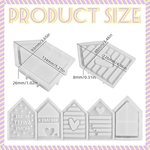 Miniatura 2 de Moldes de silicona para casa, portavelas de casa 3D, moldes de fundición de resina epoxi para bricolaje, jabón, pasteles, arcilla, manualidades,