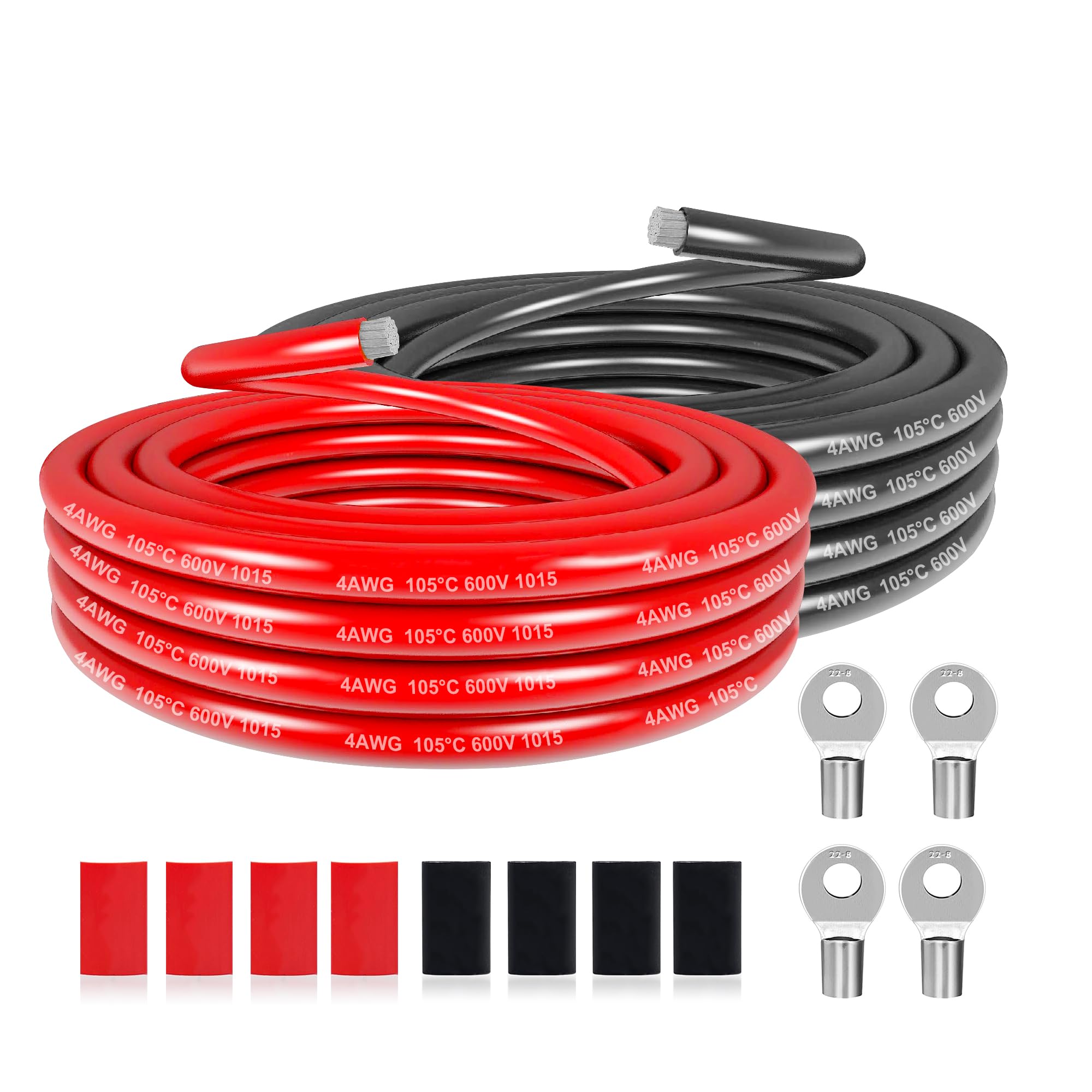 UL1015 4AWG 21,3mm² kabel PCW czarny/czerwony, 2 x 3 m | Miedź ocynowana, 600 V/105 °C. Do pojazdów, urządzeń słonecznych, urządzeń elektrycznych i projektów.