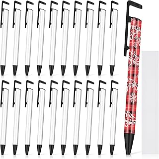 20 Pcs Sublimation Pens Blanks Bulk With Shrink Wrap Sleeves And Mobile Phone Stand Aluminum Sublimation Blanks Products Sublimation Coated Pen Barrel For Full Wrap Sublimation Printing