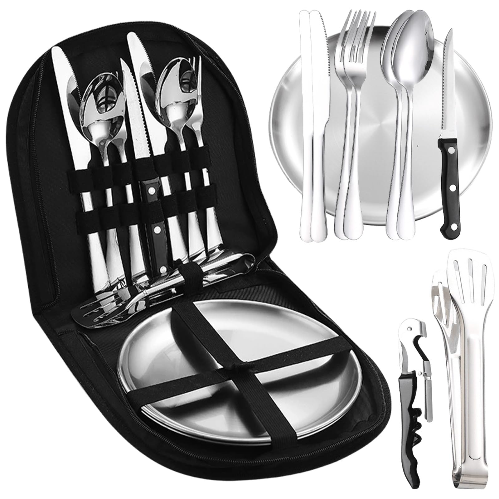 Set Posate Da Campeggio 6 In 1 - Acciaio Inox, Pieghevole E Completo! - Foto 11