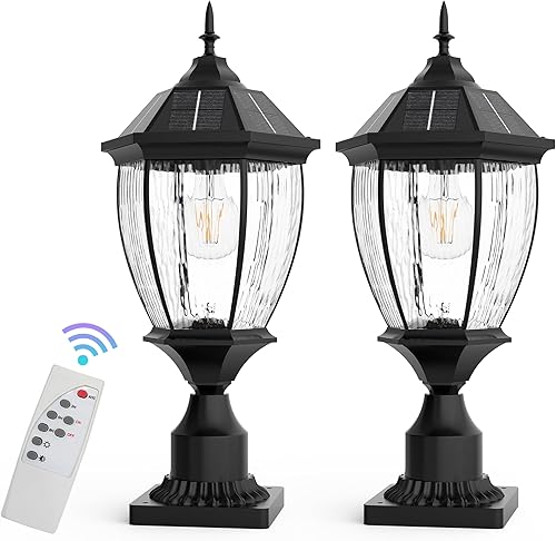 Luces solares para poste de lámpara al aire libre impermeables con base de montaje en muelle, luces solares exteriores de aluminio grandes de 20