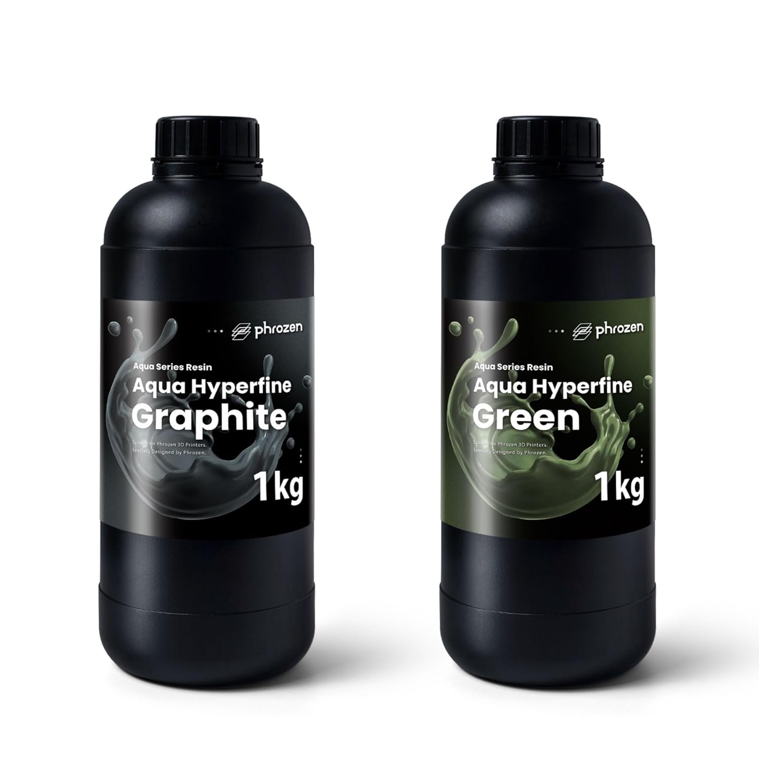 phrozen Aqua Hyperfine Photopolymer Resin (Graphite Bundle with Green, 1KG Each), High-Resolution 3D Printing for 9K, 12K & Higher LCD Printers