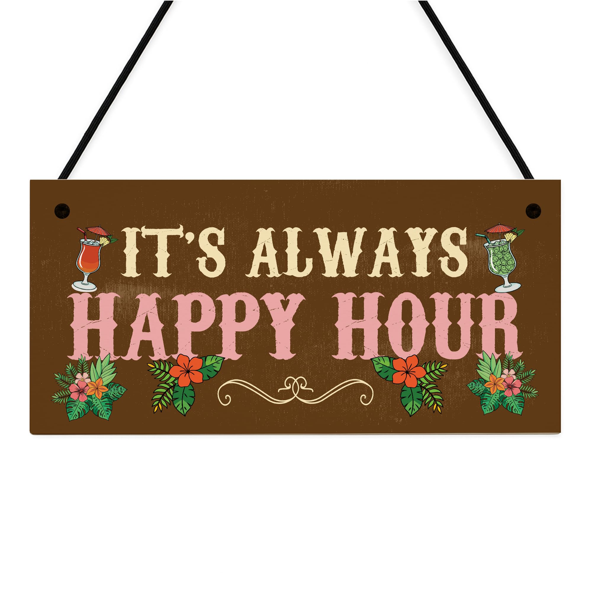 Red Ocean Novelty Tiki Bar Sign ITS ALWAYS HAPPY HOUR Sign Funny Sign For Home Bar Patio Garden Yard Decor Gift For Men Women Bar Signs And Plaques