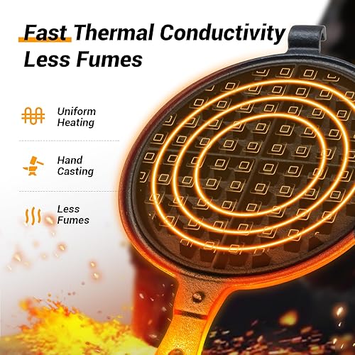 Miniatura 6 de Estufa profesional de hierro fundido de 8 pulgadas  Cuerpo grueso de 8 libras, calentamiento rápido, superficie sin recubrimiento, hierro fundido