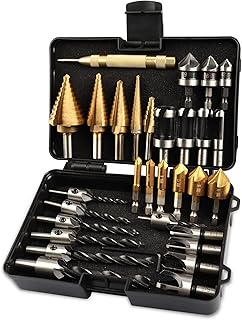 Rocaris 36 Pack Woodworking Drill Tools, Including 6 Countersink Drill Bits, 7 Three Pointed Countersink Drill Bit, 6 Tap Bit Set, 5 Step Drill Bit Set, 8 Wood Plug Cutter, 3 Counter Sink Drill Bit