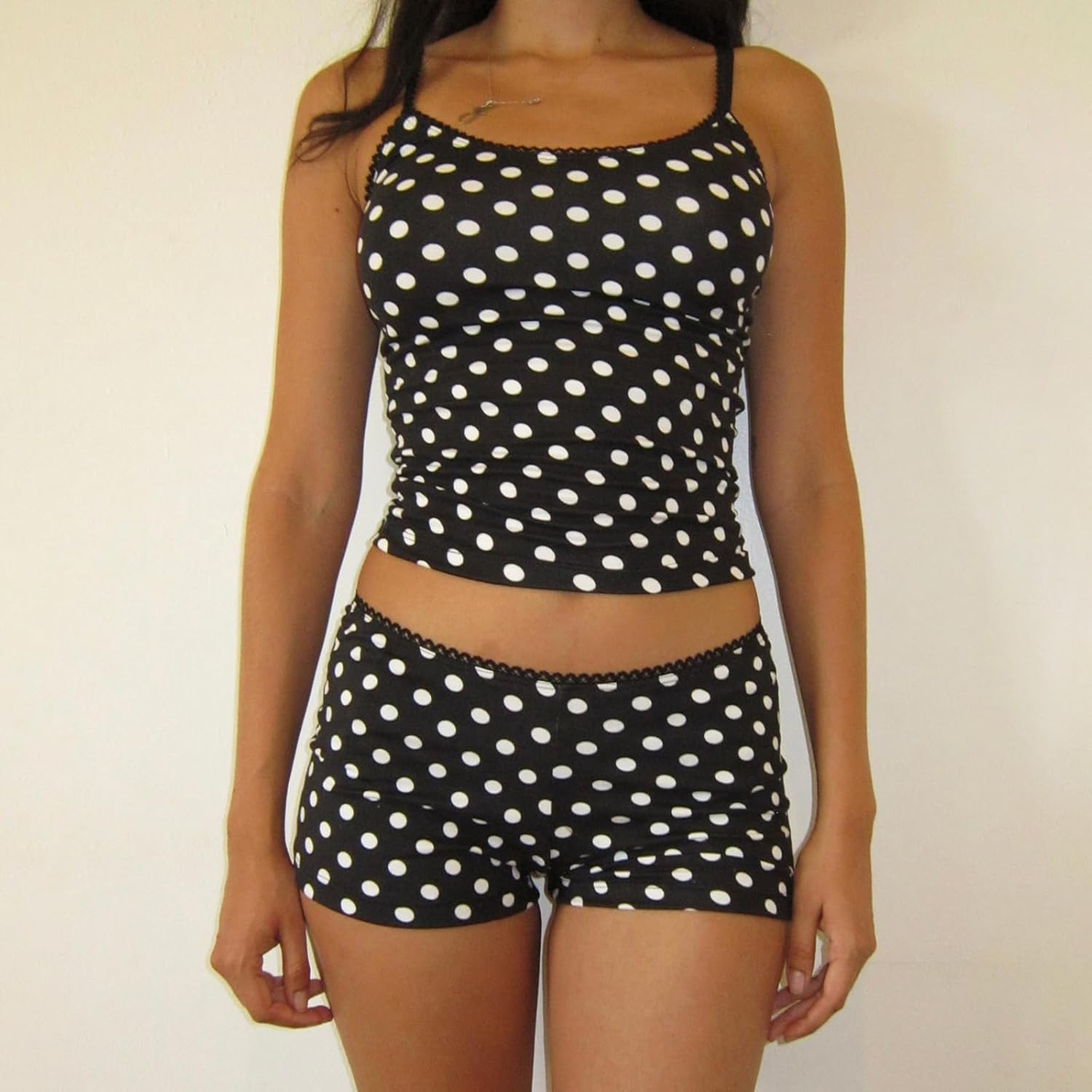 RUEWEY Women 2 Pieces Pajamas Set Loungewear Dot Print/Stripe Sleeveless Cami Tops and Shorts Sleepwear Outfits - Image 2