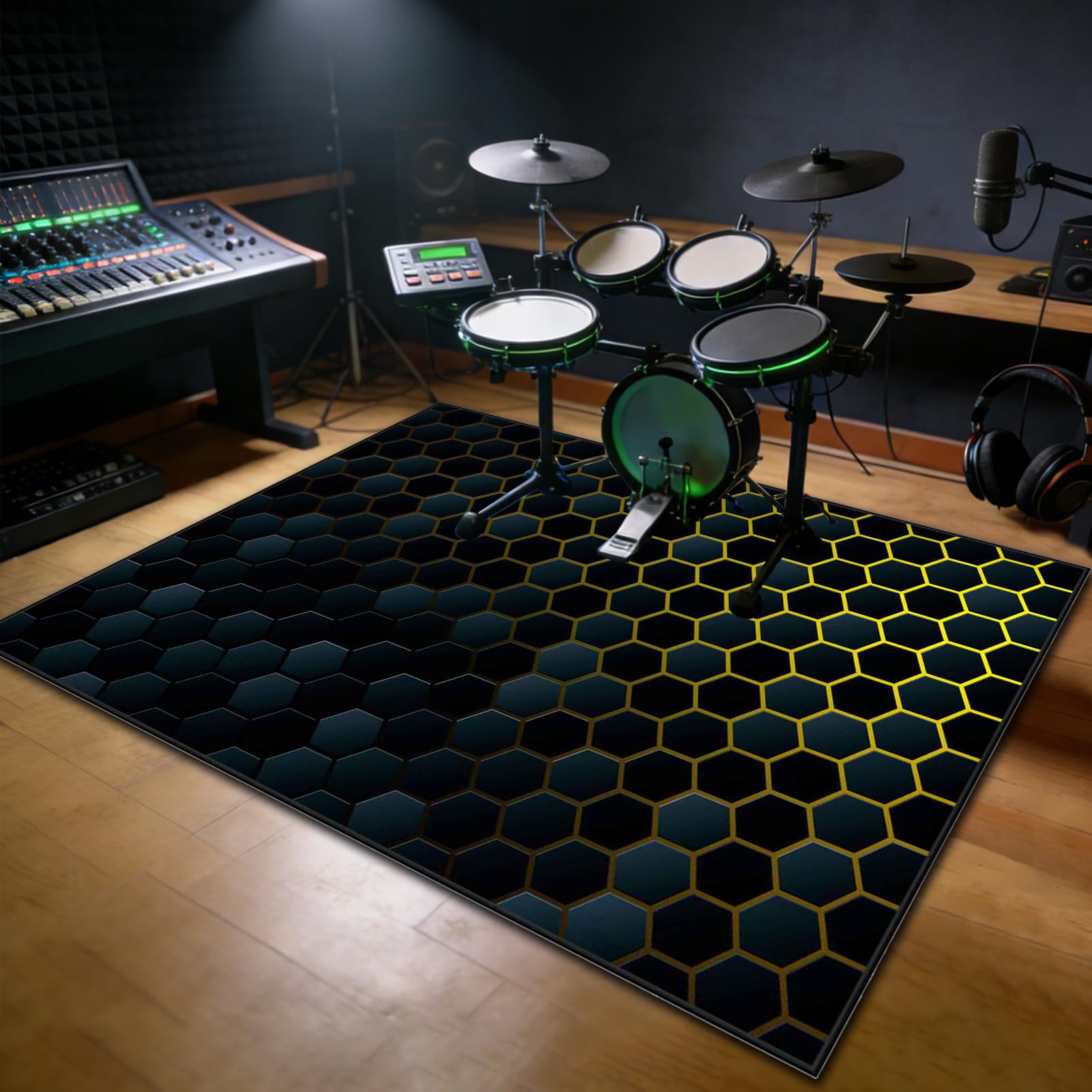 140 x 120 cm Dywan z baterią elektroniczną Dźwiękoszczelny Antypoślizgowy Dywan Pochłaniający Akustyczny Profesjonalna mata do instrumentów muzycznych do instrumentów muzycznych do gitary basowej