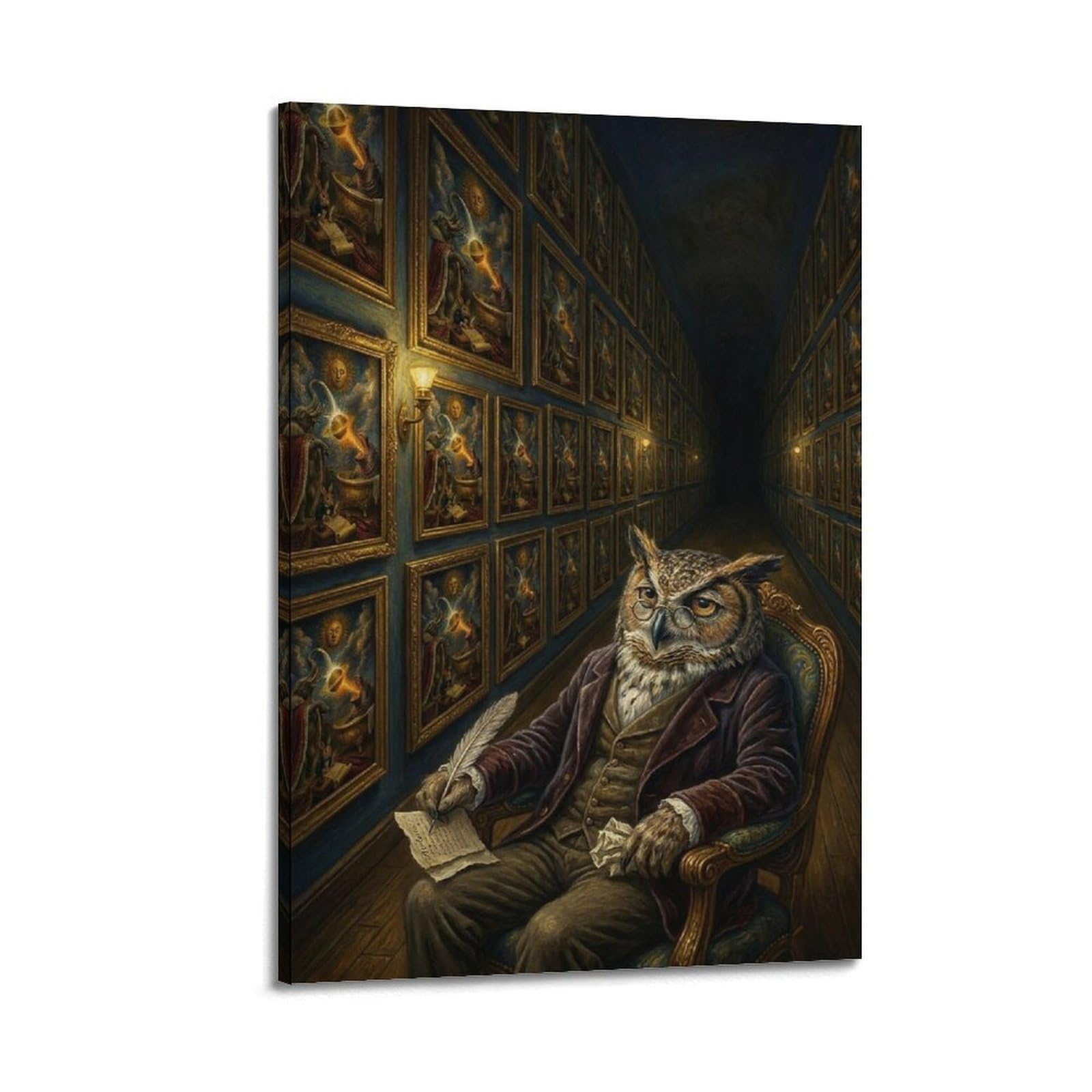 XKUGA Surreal Vintage Animal Poster Owl Endless Gallery Satire Modern Decorative Canvas Prints - Ideal Wall Art for Family, Man Cave, Game Room, Boys & Girls Bedroom 20x30inch(50x75cm)