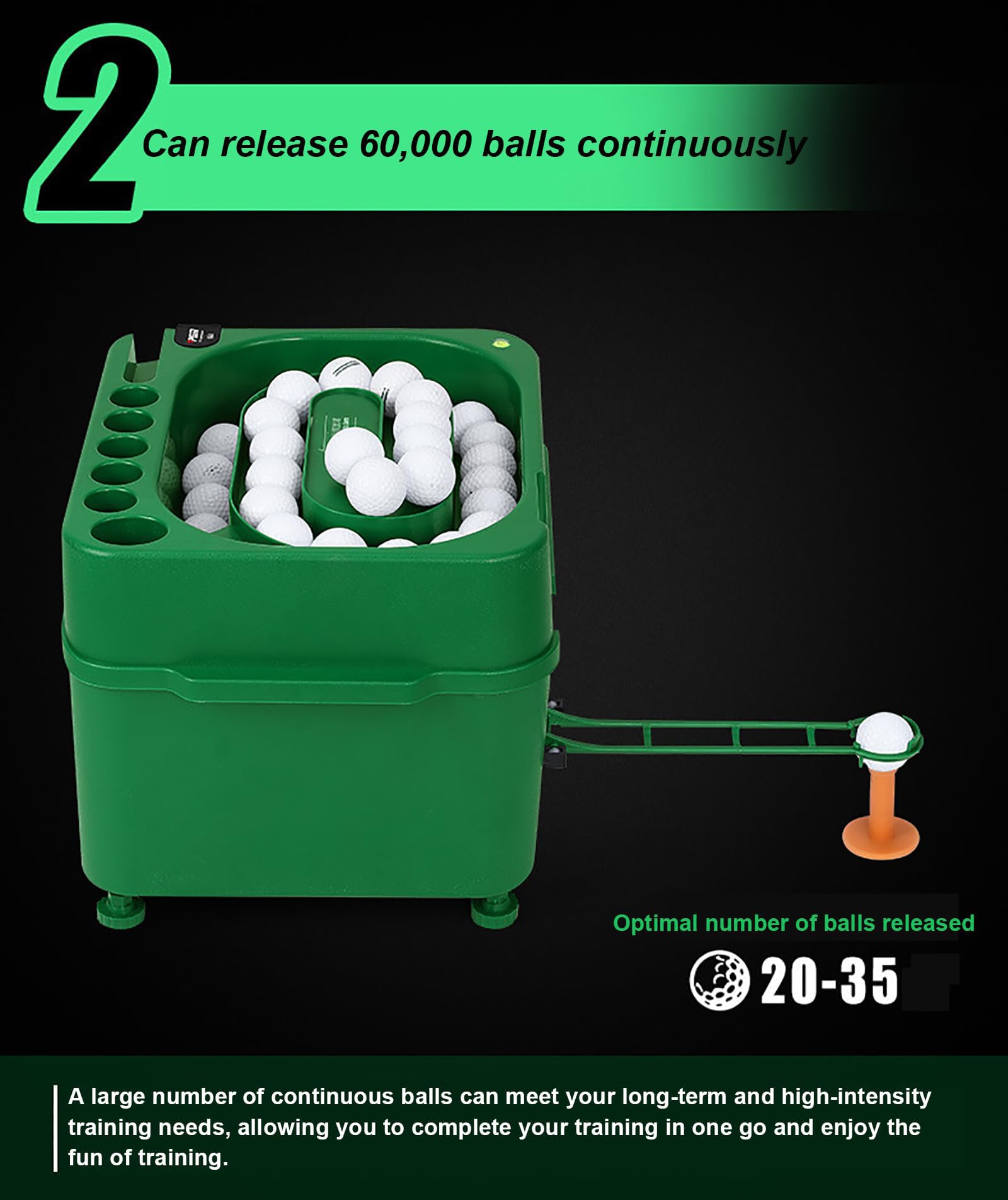 Elektrischer Golfballspender – Vollautomatische Abschlagmaschine für Driving Range, hält 40 Bälle, höhenverstellbar, Golfschläger-Organizer, Indoor-Simulator-Trainingswerkzeug