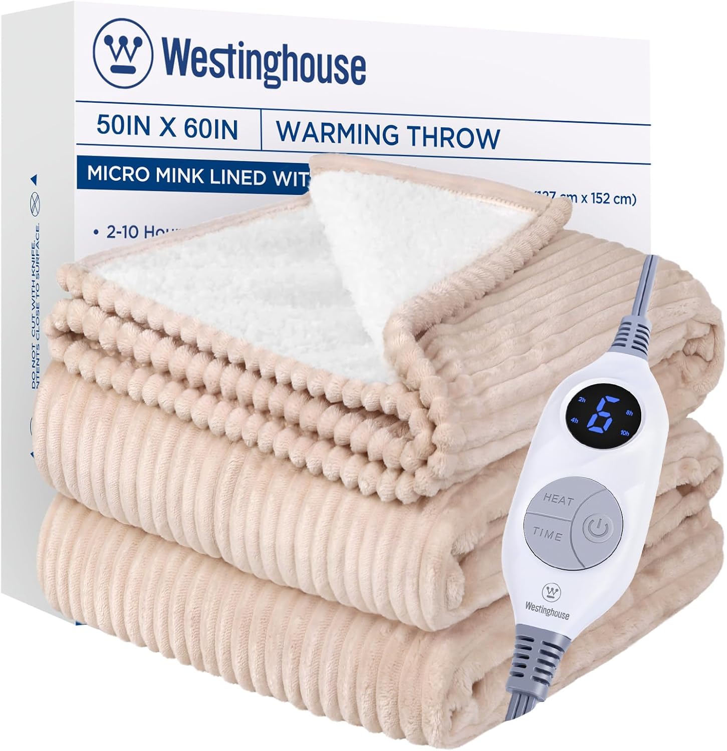Westinghouse Heated Throw Blanket, Cozy Soft Flannel to