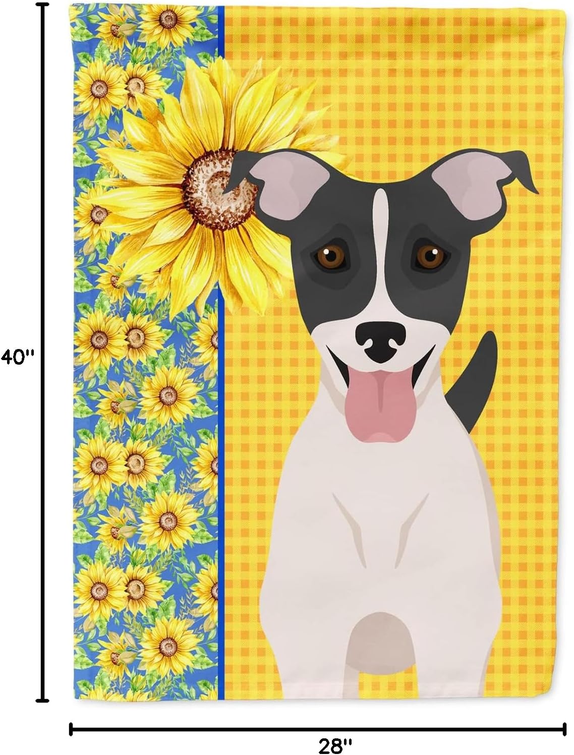 Caroline's Treasures WDK5432CHF Summer Sunflowers Black White Smooth Jack Russell Terrier House Flag Large Porch Sleeve Pole Decorative Outside Yard Banner Artwork Wall Hanging, Polyester, House Size,