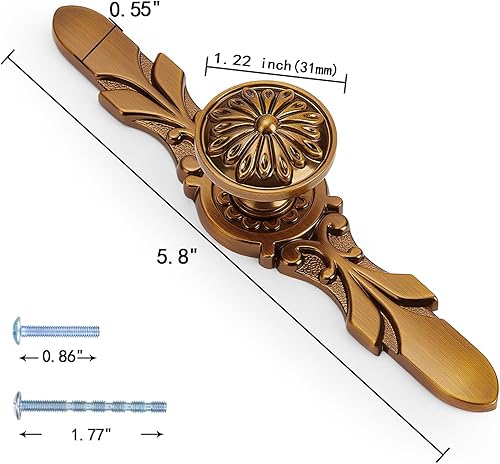 Miniatura 2 de Aandxomk - Juego de 10 pomos de latón antiguo de 5.8 pulgadas con placas, pomos de bronce antiguo con placas, armario de oficina, baño, tocador,