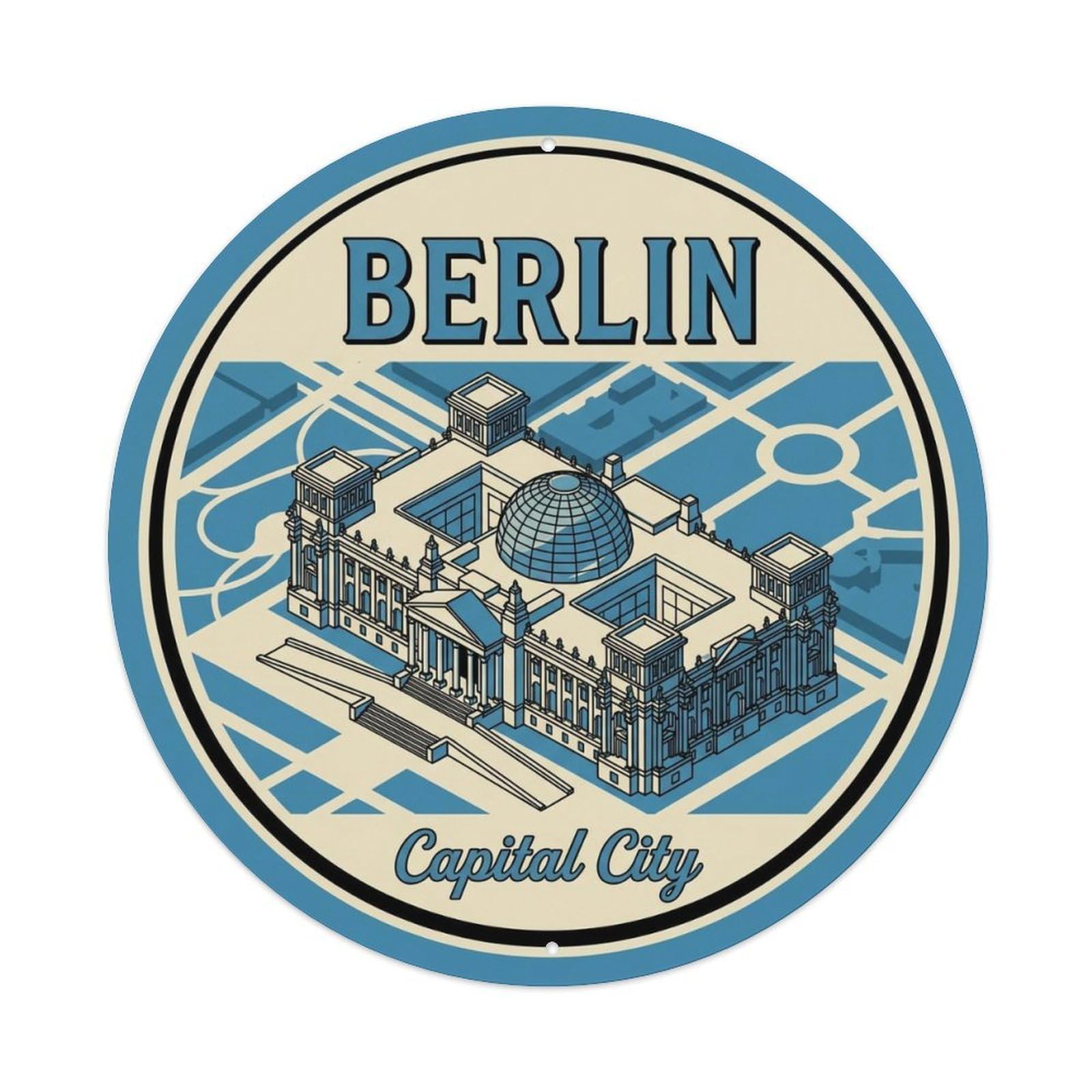 Yrnq 8X8inch Vintage Style Vintage Travel Berlin Germany Peace 1 Metal Tin Sign
