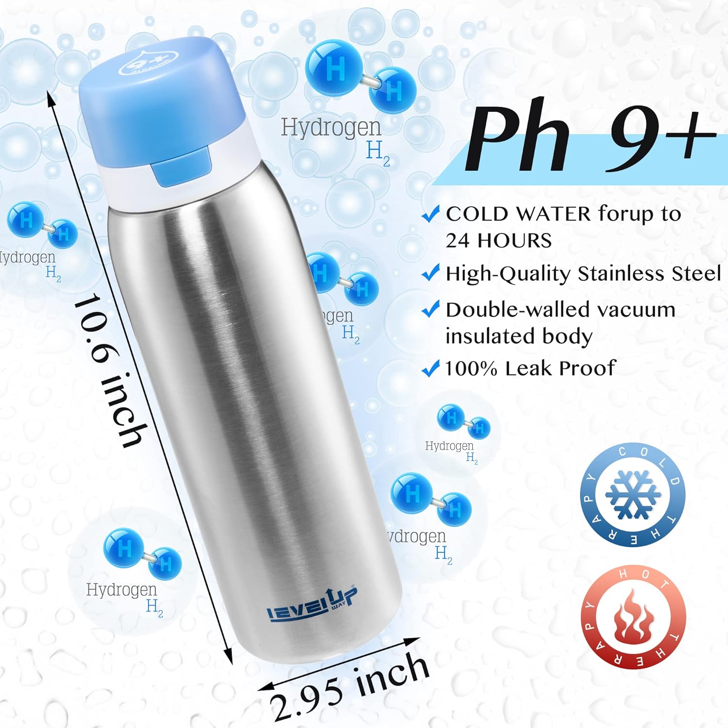 –25 Ounce Premium Stainless Steel Water Bottle with Filter – BPA Free - Travel Essentials - Alkaline Water Filter pH 9+ (Pink)