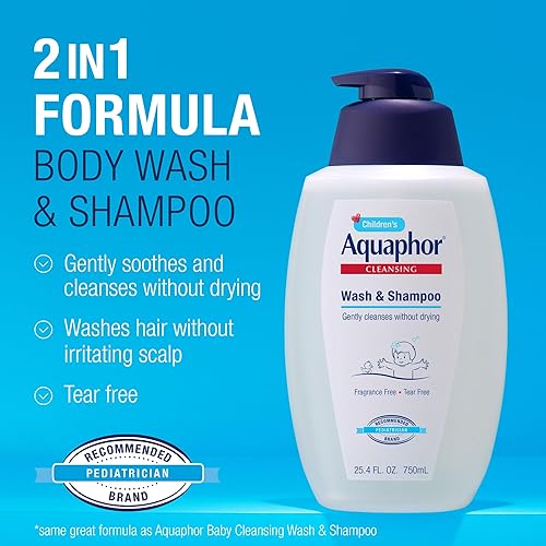 Miniatura 2 de Aquaphor Gel de baño y champú para niños, sin fragancia, champú sin lágrimas y gel de baño para niños, de la marca recomendada por pediatras,