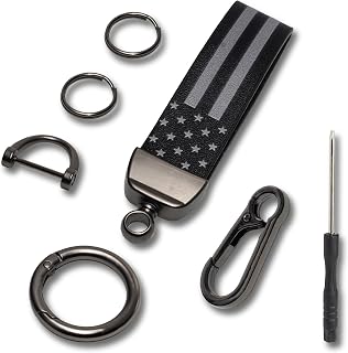 Car Key Chain, Leather Car Keychains for Men, American Usa Flag Key Chains with Anti-Lost D-Ring