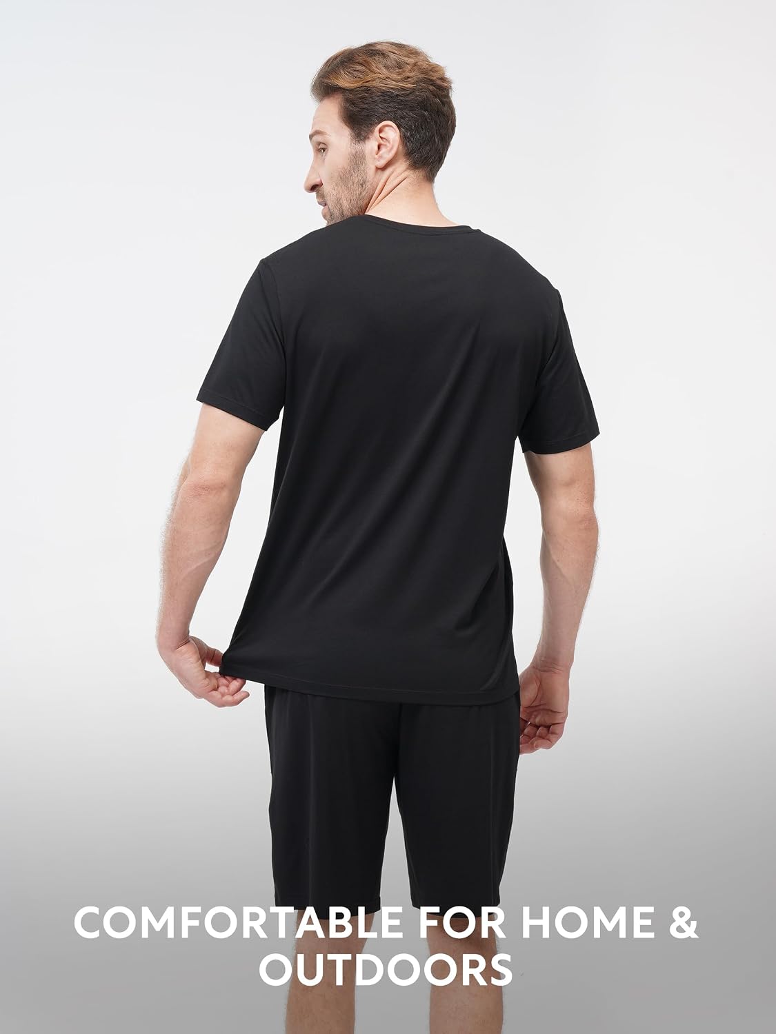 DAVID ARCHY Men's Cooling Pajama Set Short Sleeve Summer Loungewear | Cooling, Soft, Smooth, Lightweight Loungewear, Side Pockets, Ideal for Summer Sleep