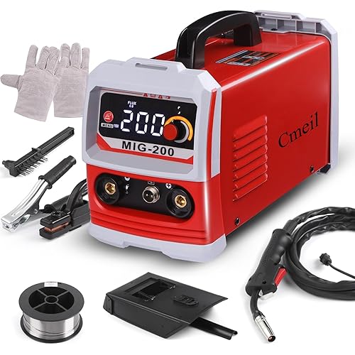 MIG Welder 110V, 200Amp Flux Core Welder, 3-in-1 Stick/Lift TIG/MIG Welding Machine IGBT Inverter Welder, Gas Welding Machine,Portable Digital Welder with Synergic Control & Display