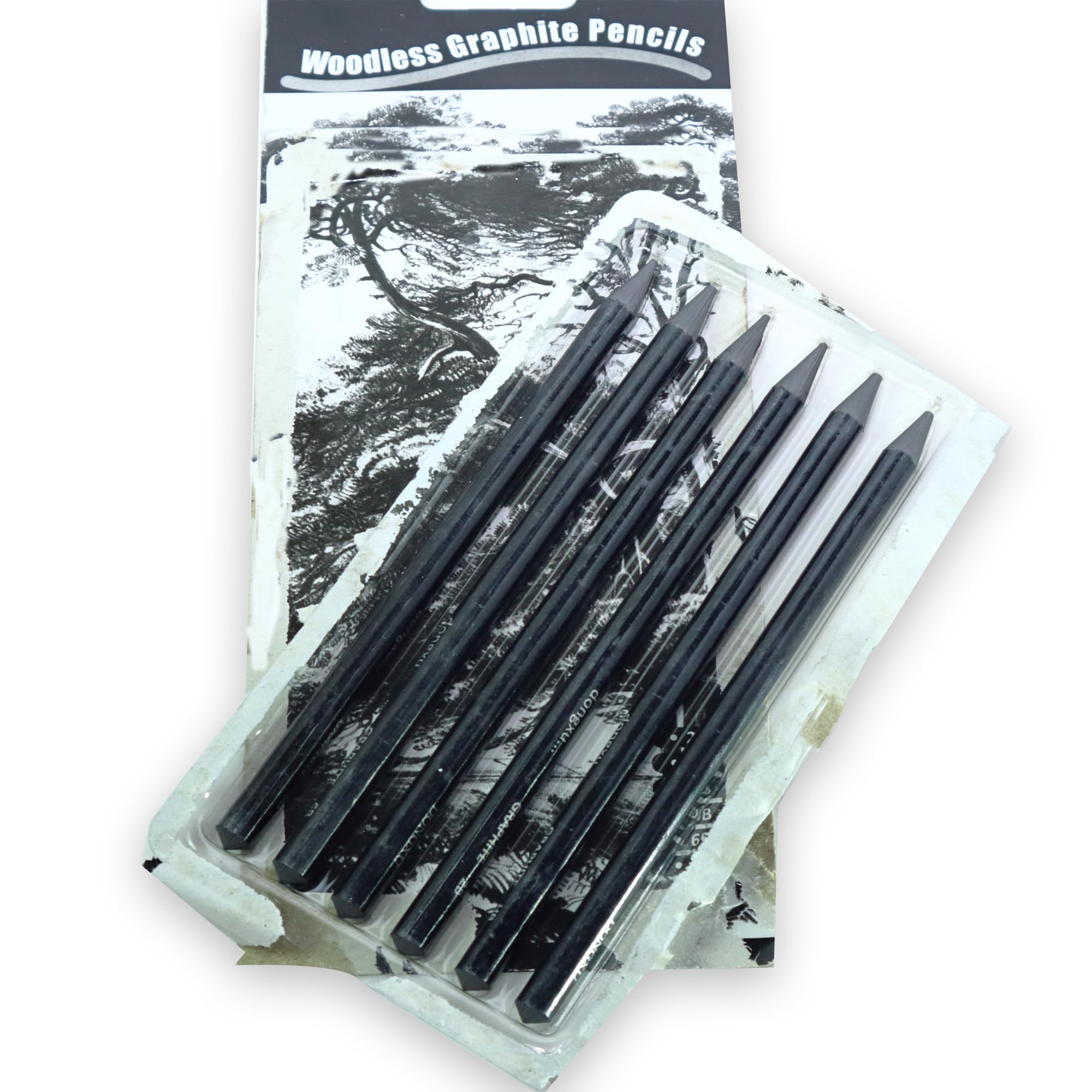 ArtRight Set of 6 Professional Woodless Graphite Sketch Pencils for Shading, Blending, and Drawing - Includes 2 HB, 2 2B, and 2 4B Pencil - For Sketching, Drawing and Doodling