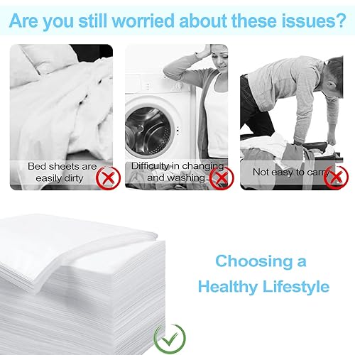 Miniatura 4 de 100 sábanas desechables, 31 x 71 pulgadas, impermeables, de tela no tejida, funda protectora transpirable para terapia de masaje, tatuaje, salón de