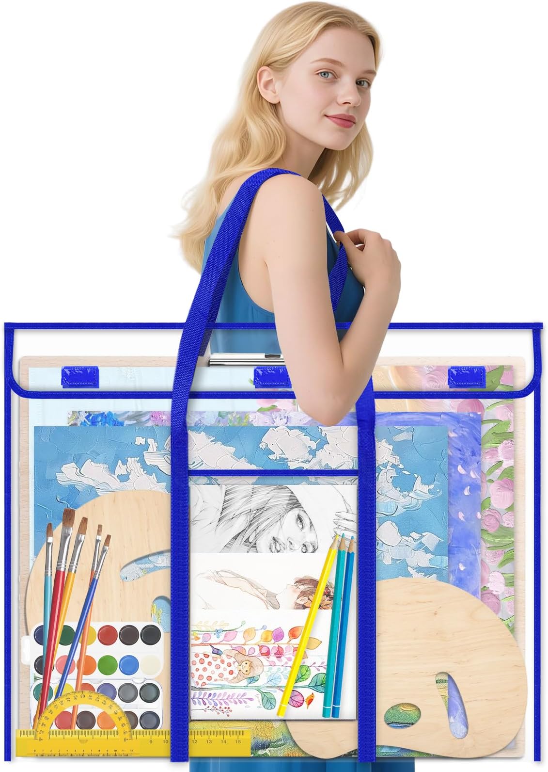 AKAYOK 30 x 24 Inch Art Portfolio Case, Portfolio Folder for Artwork, Posters Storage Bag with Pocket and Handle Waterproof Art Portfolio Bag for Poster, Scrapbook, Keepsake and Bulletin Board
