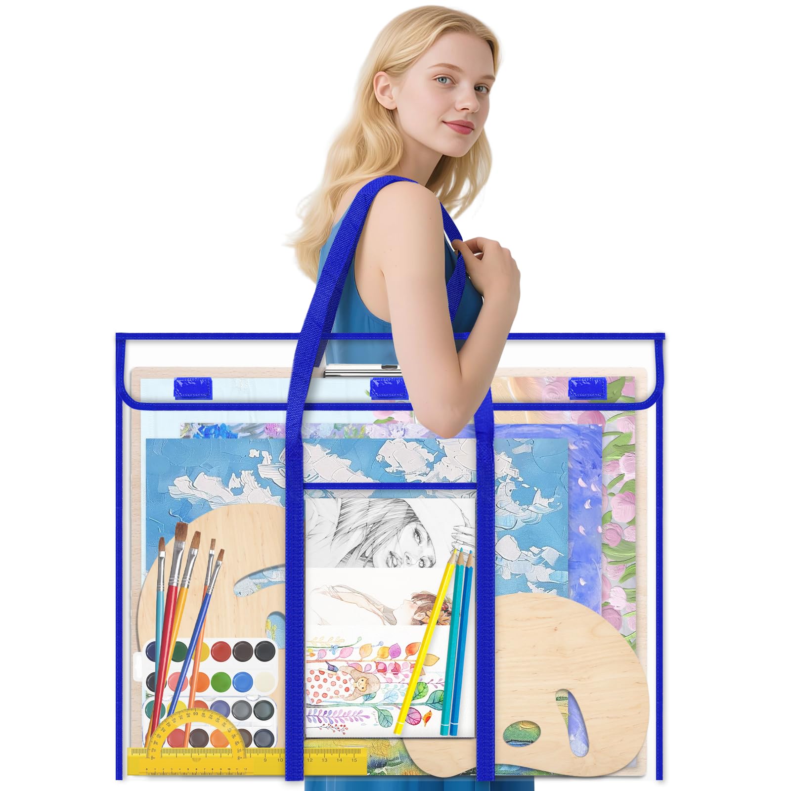 30 x 24 Inch Art Portfolio Case, Portfolio Folder for Artwork, Posters Storage Bag with Pocket and Handle Waterproof Art Portfolio Bag for Poster, Scrapbook, Keepsake and Bulletin Board