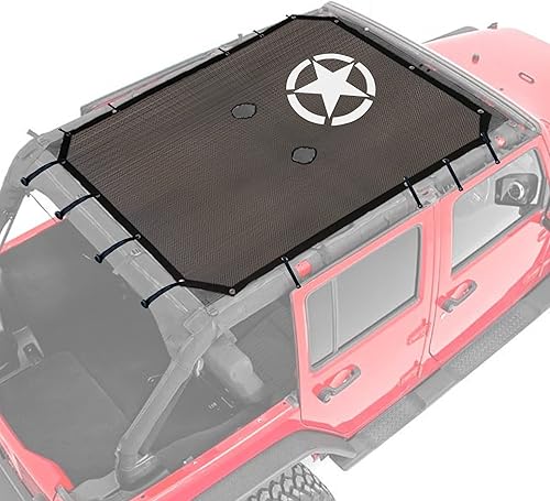 Parasol para Jeep Wrangler JKU 2007-2018 de malla de longitud completa de 4 puertas, JK Unlimited, Sport, Sport S, Sahara, Rubicon, parasol de red