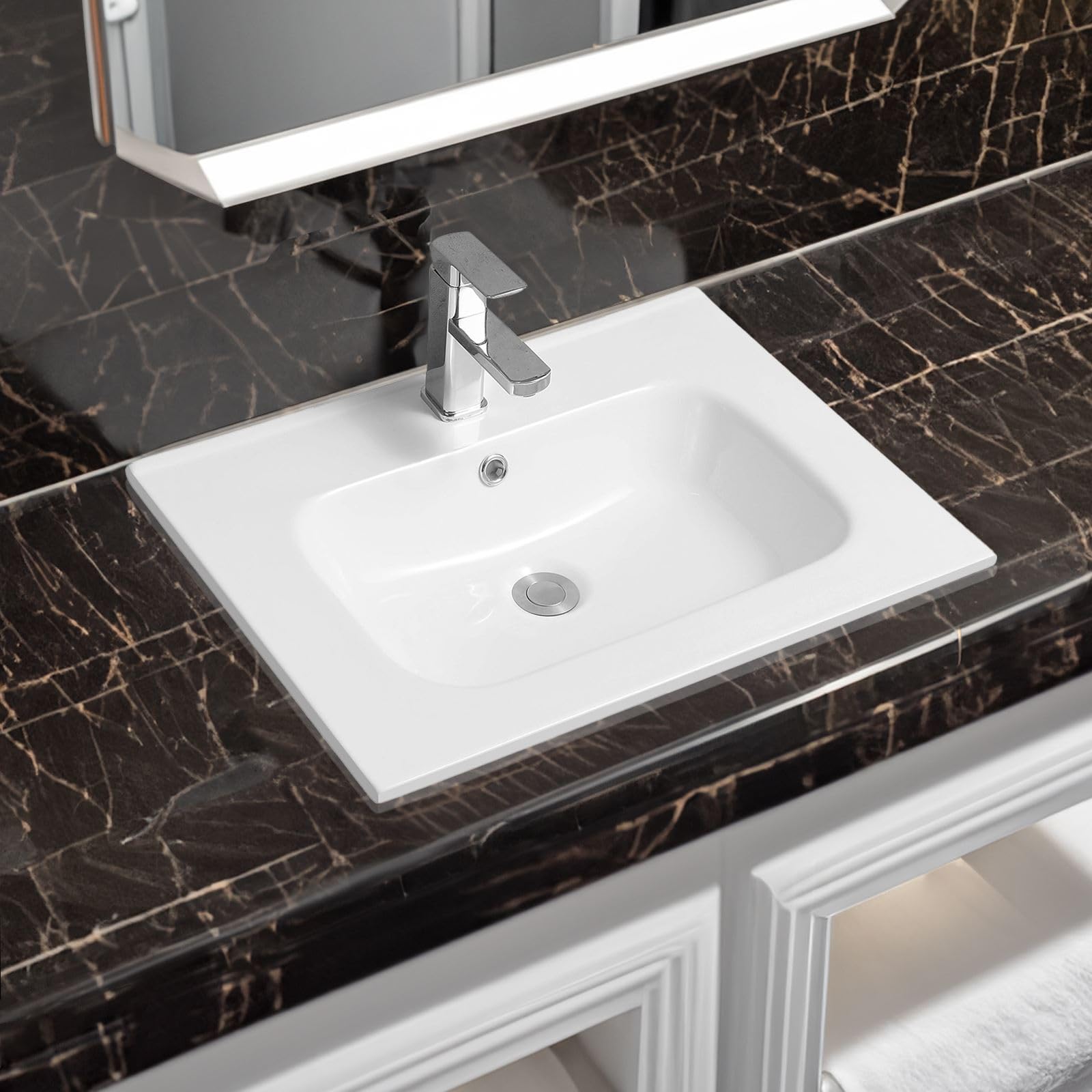 Limoge 4010 Ceramic 60Cm X 45Cm Thin-Edge Inset Basin With Oval Bowl from B&Q