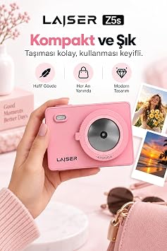 Z5s İnstant Kamera ve Fotoğraf Yazıcısı - Şipşak Fotoğraf Makinesi - Pink