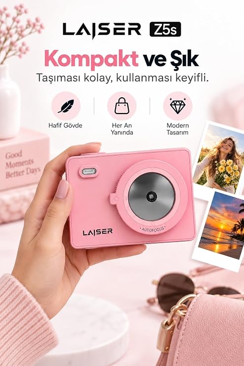 Z5s İnstant Kamera ve Fotoğraf Yazıcısı - Şipşak Fotoğraf Makinesi - Pink